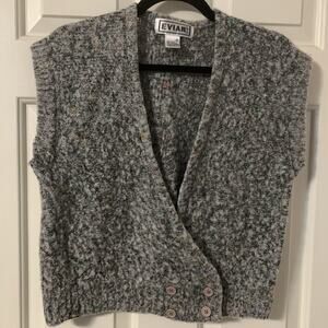 Vintage 80s Knit Sweater Vest Gray W/ Primary Color Confetti Women's Size Small